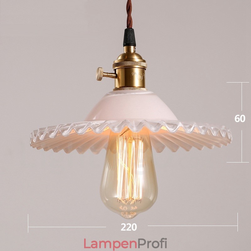 Rustikale Lodge Retro-Pendelleuchte aus Stahl mit 1 Licht und Glasschirm