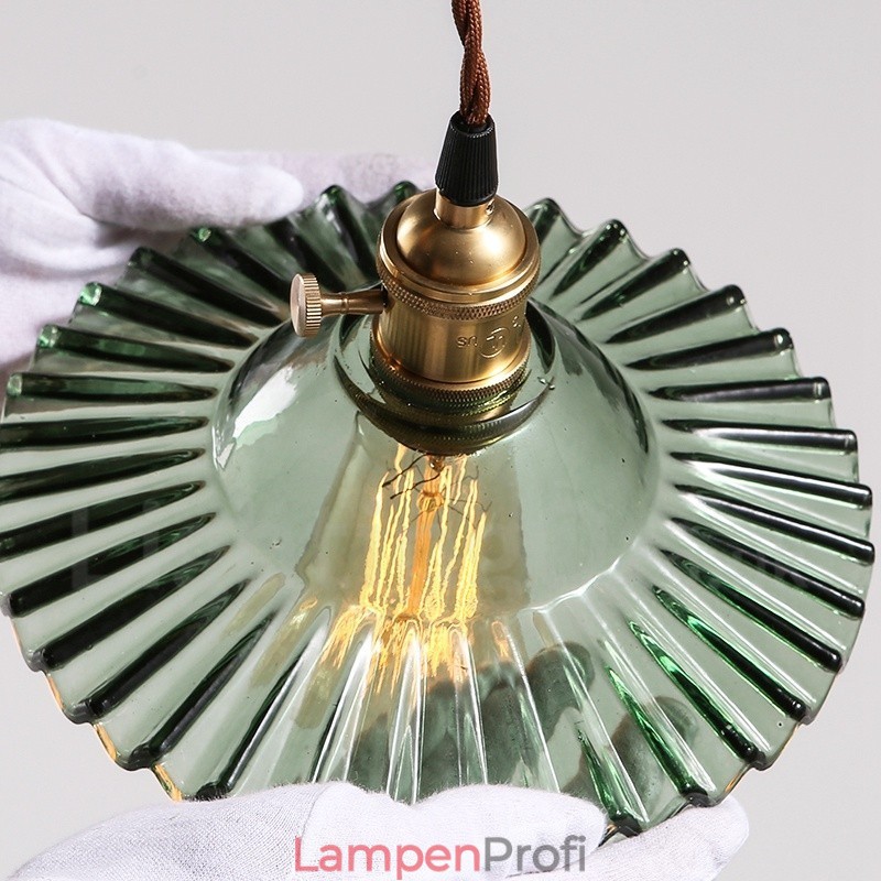Rustikale Lodge Retro-Pendelleuchte aus Stahl mit 1 Licht und Glasschirm