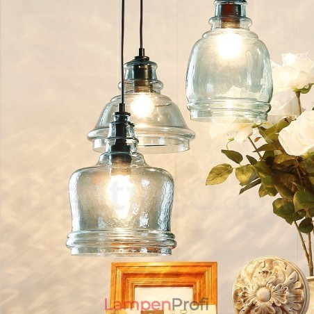 Moderne zeitgenössische 1-flammige Pendelleuchte aus Stahl mit Glasschirm