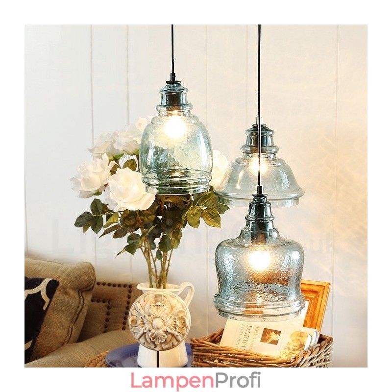 Moderne zeitgenössische 1-flammige Pendelleuchte aus Stahl mit Glasschirm