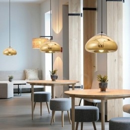 Moderne zeitgenössische 1-flammige Pendelleuchte aus Glas mit Glasschirm