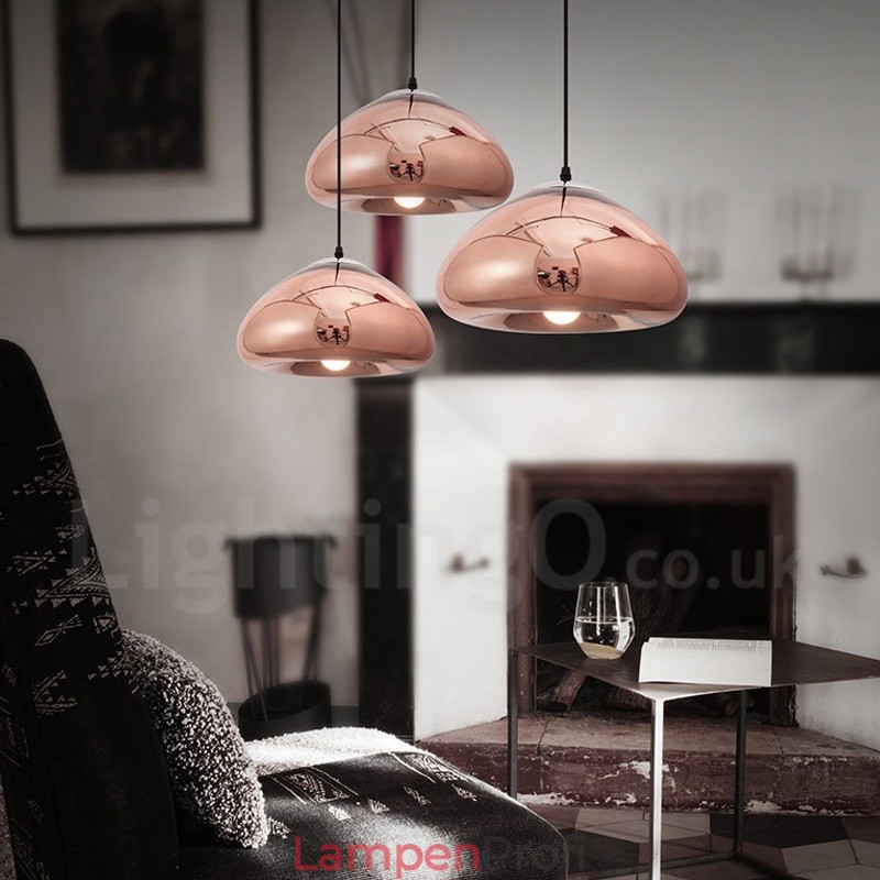 Moderne zeitgenössische 1-flammige Pendelleuchte aus Glas mit Glasschirm