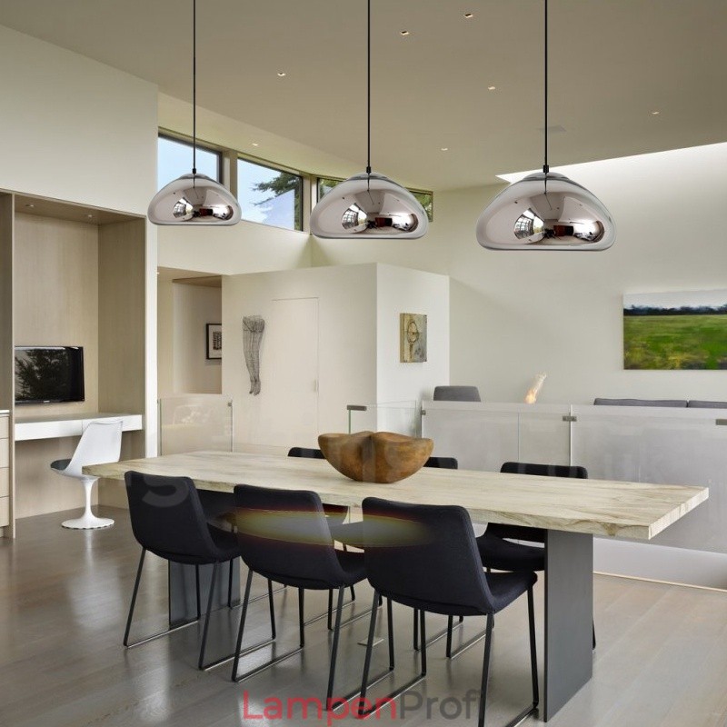 Moderne zeitgenössische 1-flammige Pendelleuchte aus Glas mit Glasschirm