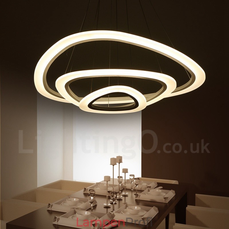 Dimmbar mit Fernbedienung, moderne zeitgenössische 3-flammige Pendelleuchte aus Aluminiumlegierung mit Acrylschirm