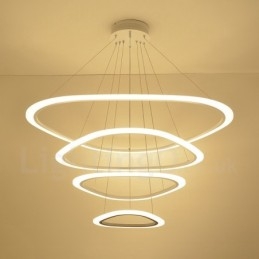 Dimmbar mit Fernbedienung, moderne zeitgenössische 4-flammige Pendelleuchte aus Aluminiumlegierung mit Acrylschirm