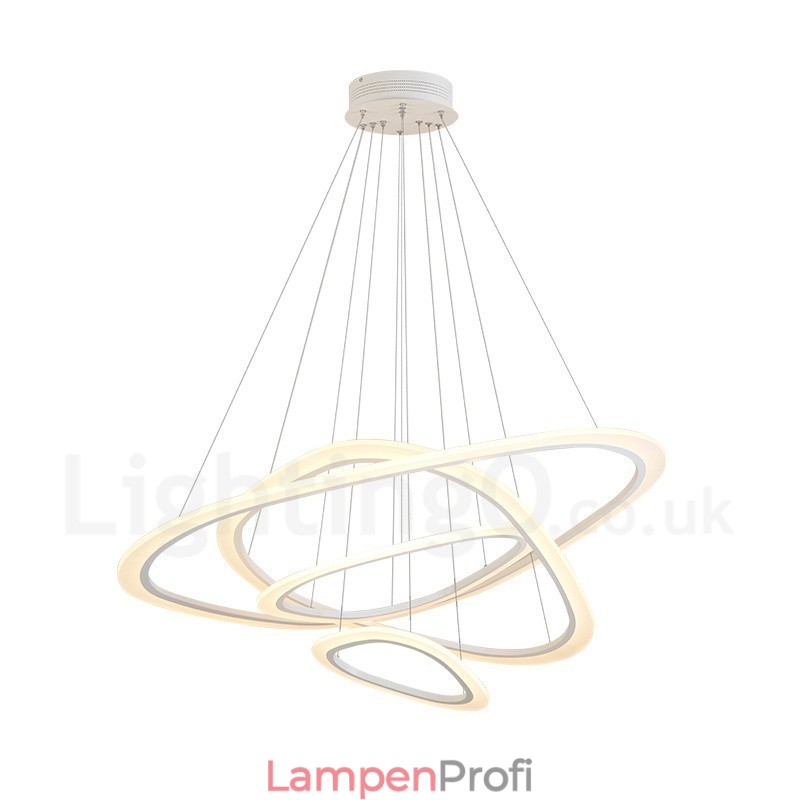 Dimmbar mit Fernbedienung, moderne zeitgenössische 4-flammige Pendelleuchte aus Aluminiumlegierung mit Acrylschirm