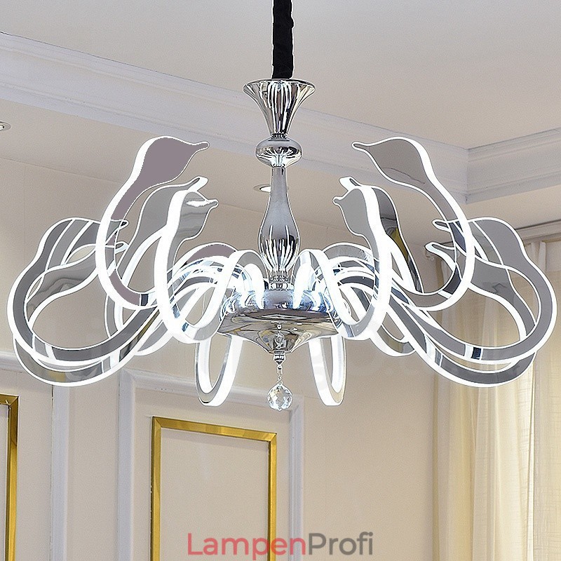 Dimmbarer moderner zeitgenössischer Kronleuchter aus Stahl mit 10 Lichtern und Acrylschirm
