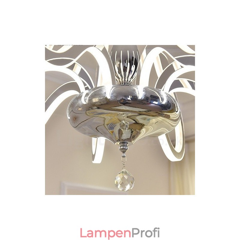 Dimmbarer moderner zeitgenössischer Kronleuchter aus Stahl mit 6 Lichtern und Acrylschirm