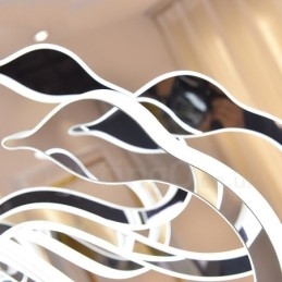 Dimmbarer moderner zeitgenössischer Kronleuchter aus Stahl mit 6 Lichtern und Acrylschirm