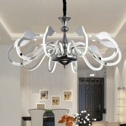 Dimmbarer moderner zeitgenössischer Kronleuchter aus Stahl mit 10 Lichtern und Acrylschirm