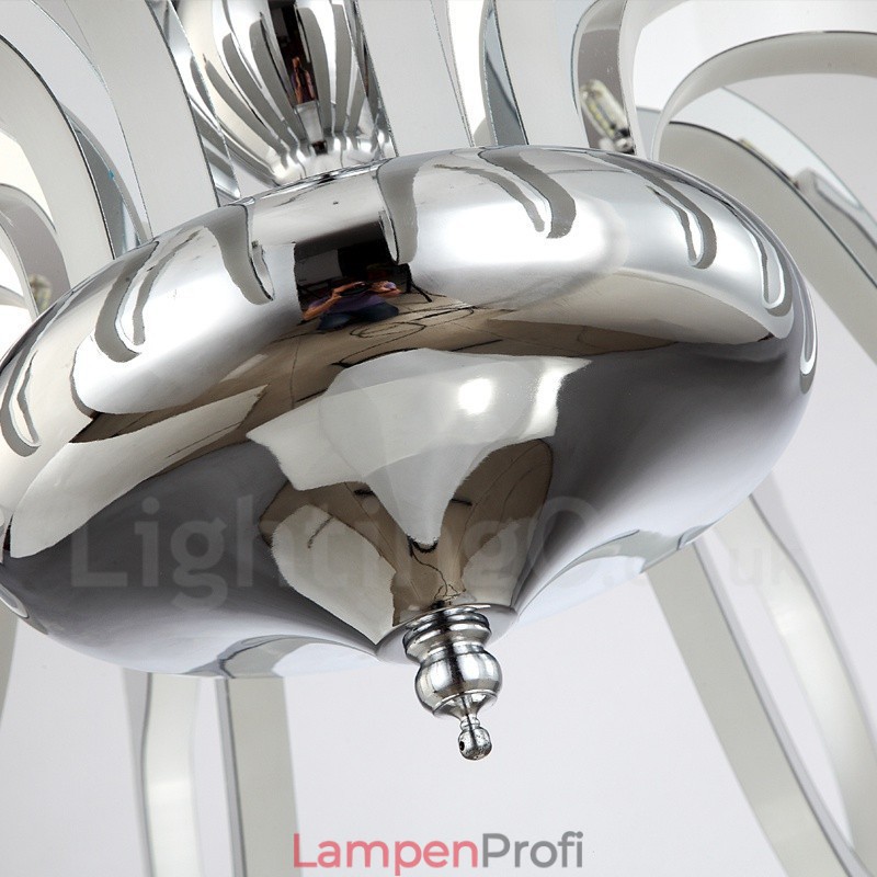 Dimmbarer moderner zeitgenössischer Kronleuchter aus Stahl mit 8 Lichtern und Acrylschirm