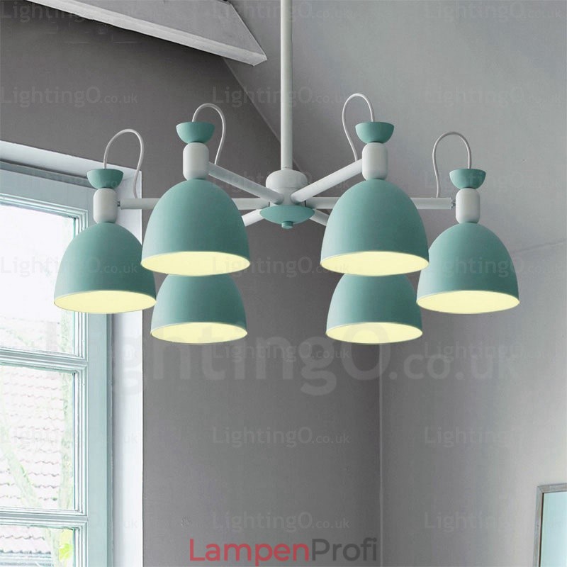 Nordischer Kronleuchter mit 6 Lichtern und Schirm aus Aluminiumlegierung