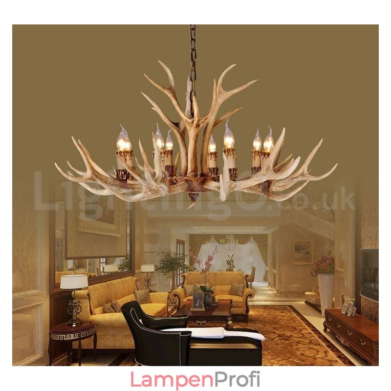 8-flammiger Kronleuchter im Landhausstil, nordisch, modern und zeitgenössisch
