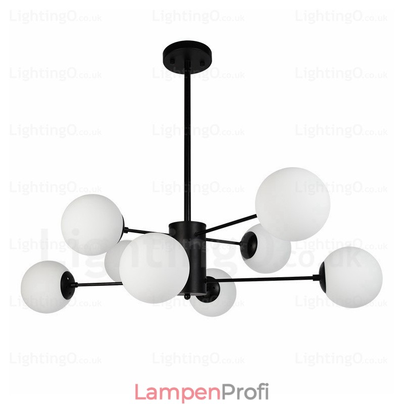 Moderner Kronleuchter mit 8 Lichtern und Glasschirm