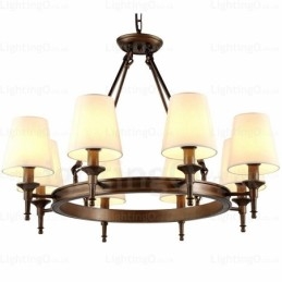 Hängeleuchte im nordischen Landhausstil mit 8 Lichtern und Stoffschirm