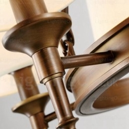 Hängeleuchte im nordischen Landhausstil mit 8 Lichtern und Stoffschirm