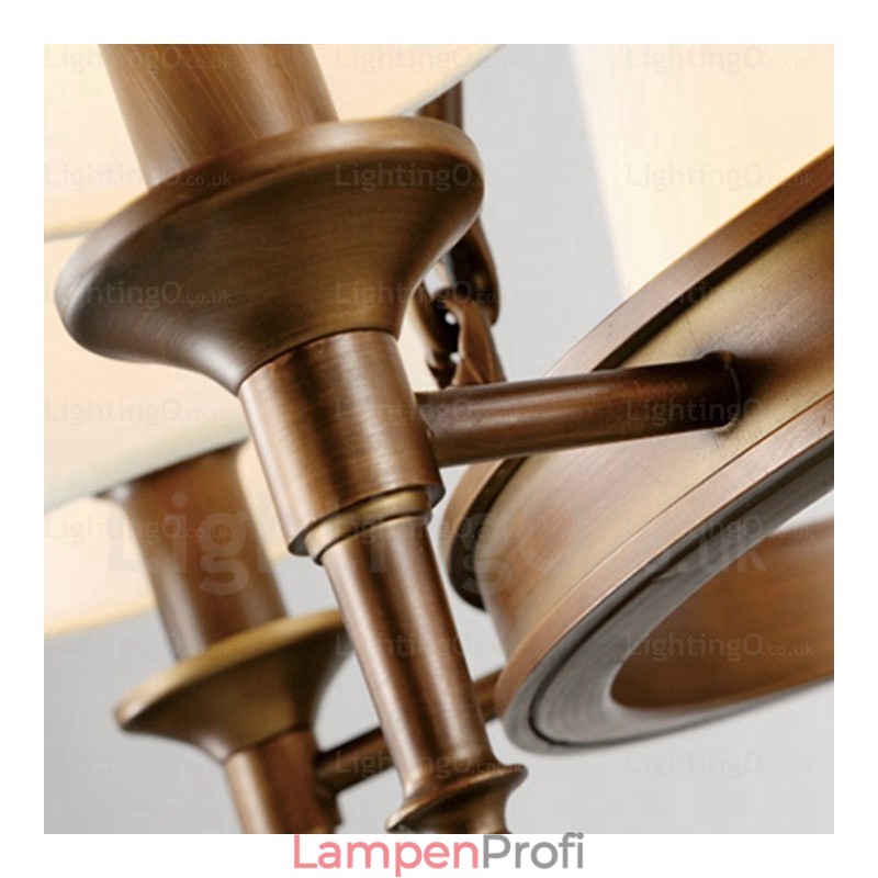 Hängeleuchte im nordischen Landhausstil mit 8 Lichtern und Stoffschirm