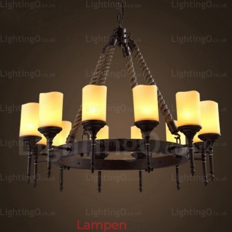 Pendelleuchte im Landhausstil, Vintage-Stil, Retro-Stil, mit Glasschirm, 12 Lichter Pendelleuchte im Landhausstil, Vintage-Stil, Retro-Stil, mit Glasschirm, 12 Lichter