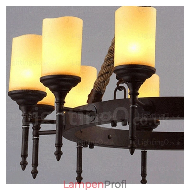 Pendelleuchte im Landhausstil, Vintage-Stil, Retro-Stil, mit Glasschirm, 12 Lichter