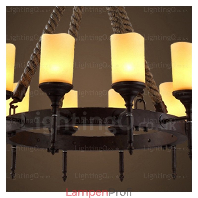 Pendelleuchte im Landhausstil, Vintage-Stil, Retro-Stil, mit Glasschirm, 12 Lichter