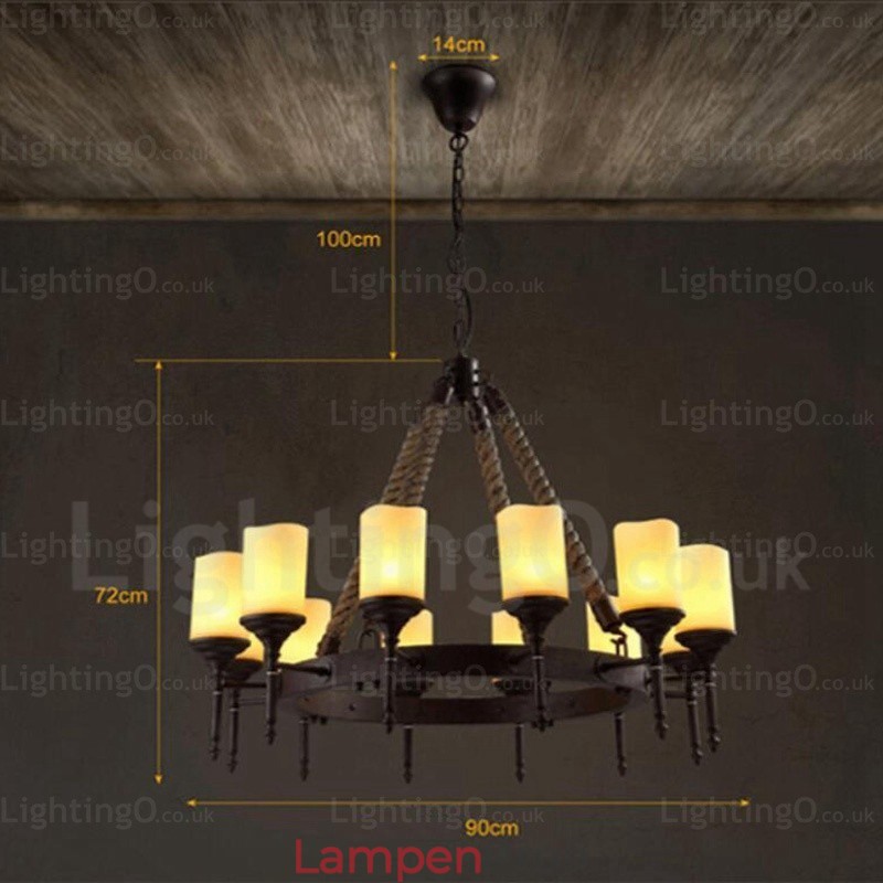 Pendelleuchte im Landhausstil, Vintage-Stil, Retro-Stil, mit Glasschirm, 12 Lichter