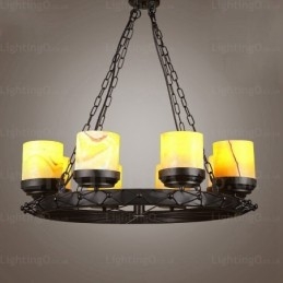 Pendelleuchte im Landhausstil, Vintage-Stil, Retro-Stil, 8 Lichter, mit Glasschirm