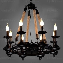 Rustikale Pendelleuchte im Landhausstil mit 8 Lichtern