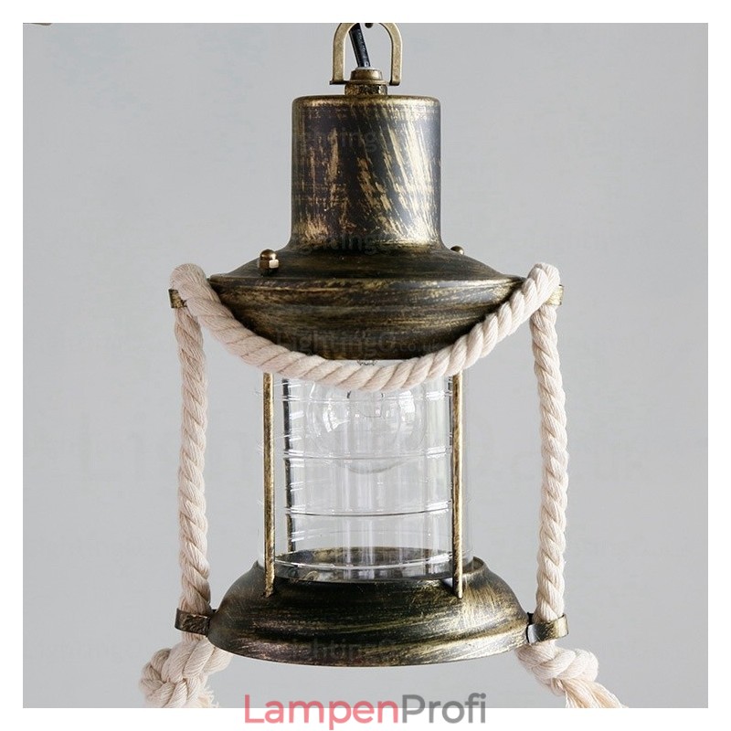 Pendelleuchte im Landhausstil, Vintage-Stil, Retro-Stil, mit Glasschirm, 2 Lichter
