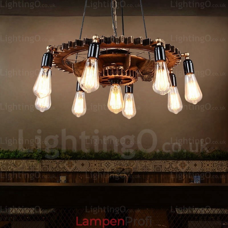 9-flammige Vintage-Retro-Pendelleuchte