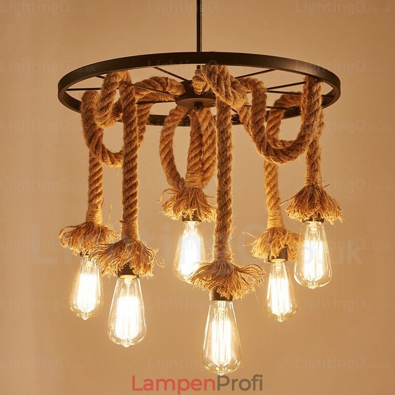 6-flammige Vintage-Retro-Pendelleuchte