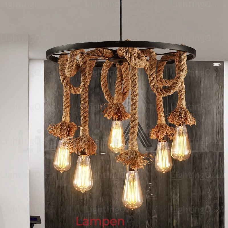 6-flammige Vintage-Retro-Pendelleuchte