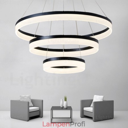 Moderne Pendelleuchte mit 3 Ringen und dimmbarem WLAN und Acrylschirm Moderne Pendelleuchte mit 3 Ringen und dimmbarem WLAN und Acrylschirm