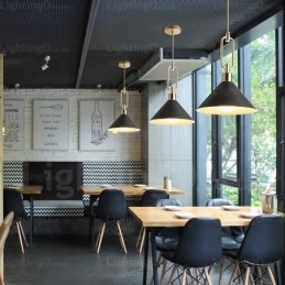 1 Licht Nordic Modern Zeitgenössische Pendelleuchte mit Edelstahl-Schirm Geschäfte