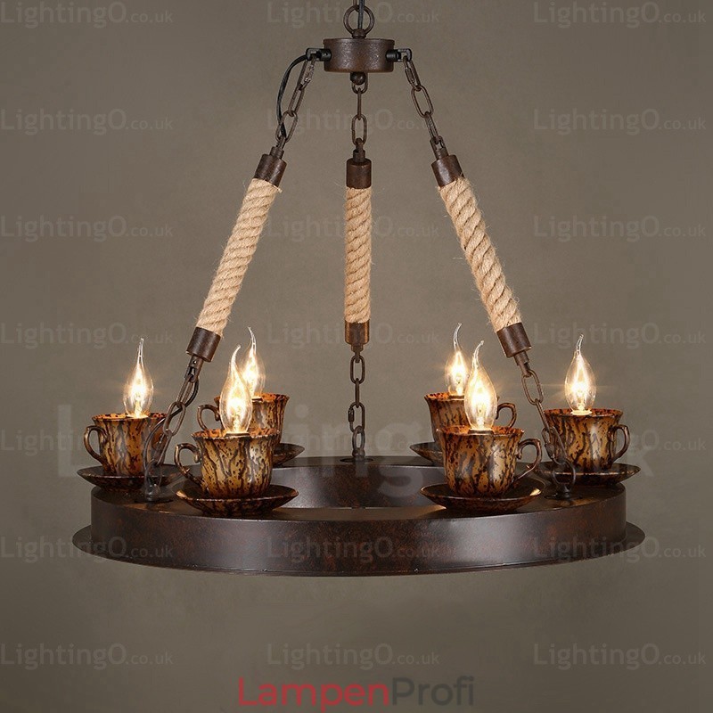 Rustikale Pendelleuchte im Landhausstil mit 9 Lichtern