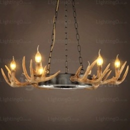 9-flammige Vintage Retro Rustikale Geweih Kronleuchter Pendelleuchte