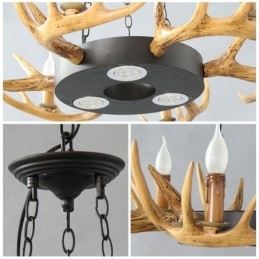 9-flammige Vintage Retro Rustikale Geweih Kronleuchter Pendelleuchte