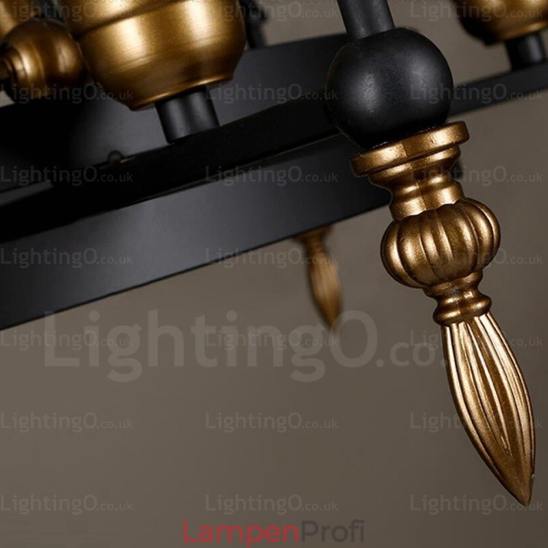 6-flammige Vintage-Retro-Pendelleuchte mit Glasschirm