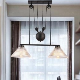 Moderne Pendelleuchte mit 2 Lichtern und Glasschirm