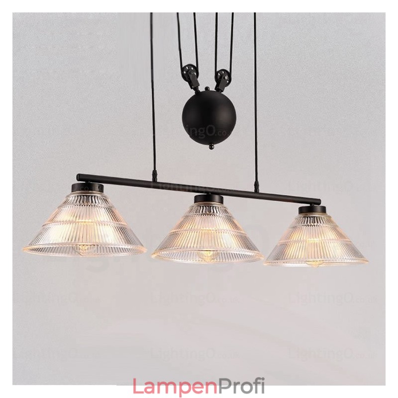 Moderne Pendelleuchte mit 2 Lichtern und Glasschirm
