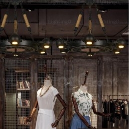 6-flammige Vintage-Retro-Pendelleuchte mit Edelstahlschirm