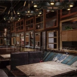 6-flammige Vintage-Retro-Pendelleuchte mit Edelstahlschirm