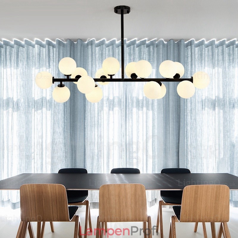 16-flammige nordische Pendelleuchte mit Glasschirm