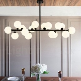 16-flammige nordische Pendelleuchte mit Glasschirm