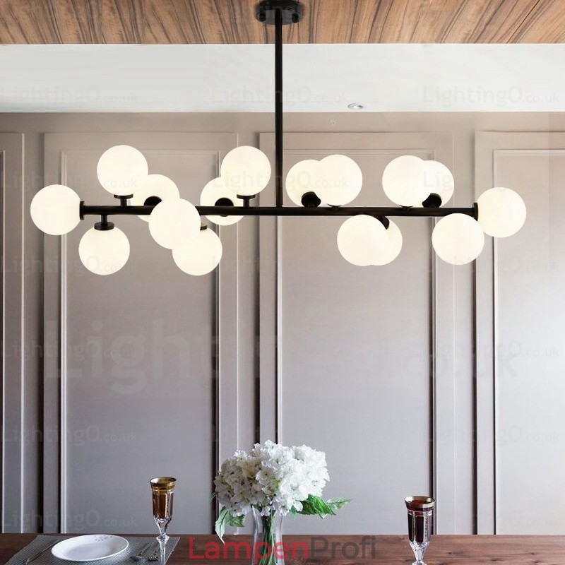 16-flammige nordische Pendelleuchte mit Glasschirm