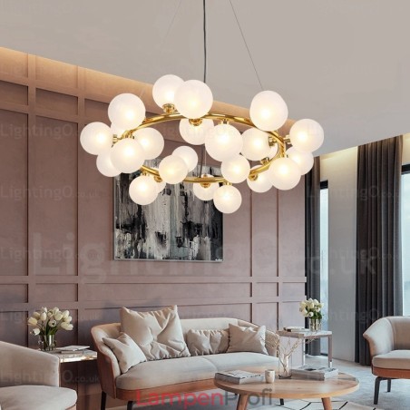 25-flammige nordische Pendelleuchte mit Glasschirm