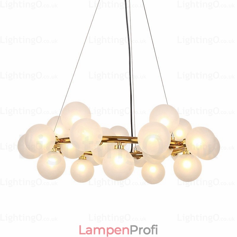 25-flammige nordische Pendelleuchte mit Glasschirm