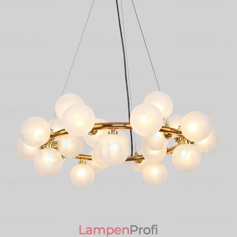 25-flammige nordische Pendelleuchte mit Glasschirm