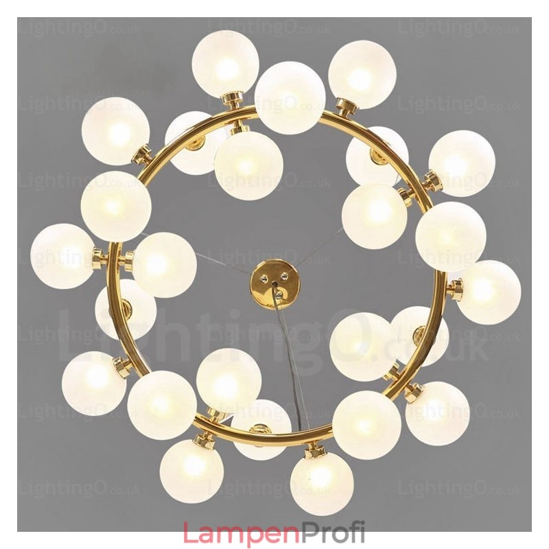 25-flammige nordische Pendelleuchte mit Glasschirm