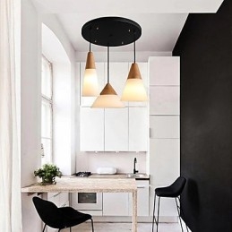 Kronleuchter im Mini-Stil, modernes zeitgenössisches Metall, 3-flammige Pendelleuchte