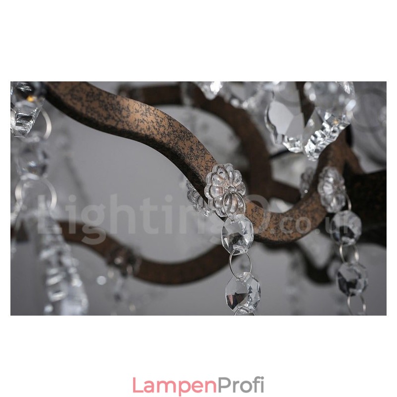 6 Licht Durchmesser 60CM Vintage Kristall Malerei Metall Kronleuchter Rostig Eisen Farbe Pendelleuchte